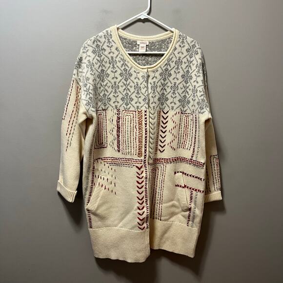Sundance Women’s Victoria Embroidered Lambswool Long Cardigan Size Large - Picture 1 of 8